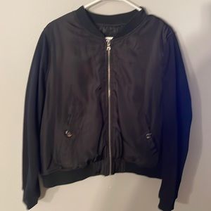 Black bomber jacket with sweatshirt sleeves. Forever 21 size 1X